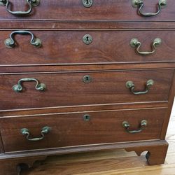 ANTIQUE 4 DRAWER CHEST, CARVED CHEST, AND LIBRARY TABLE