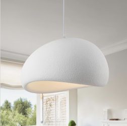New 11.8” W Japanese Wabi Sabi Pendant Light Adjustable Height E26 Base White 1 Pack Bird Nest Shape