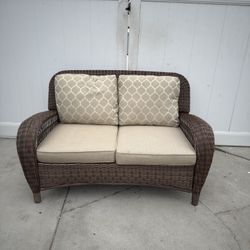 Hampton Bay Wicker Outdoor Patio Furniture Loveseat Bench