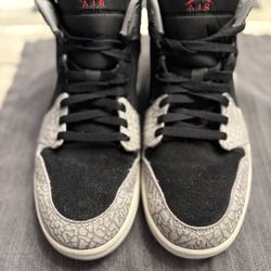 Nike Air Jordan 1 Mid SE "Elephant Print" Black Red  Men's Size 11.5