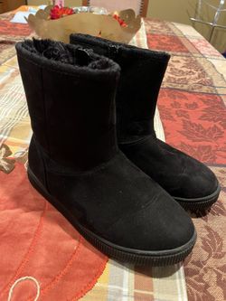 Cat & Jack Black Boots Ugh-like Winter Warm 13
