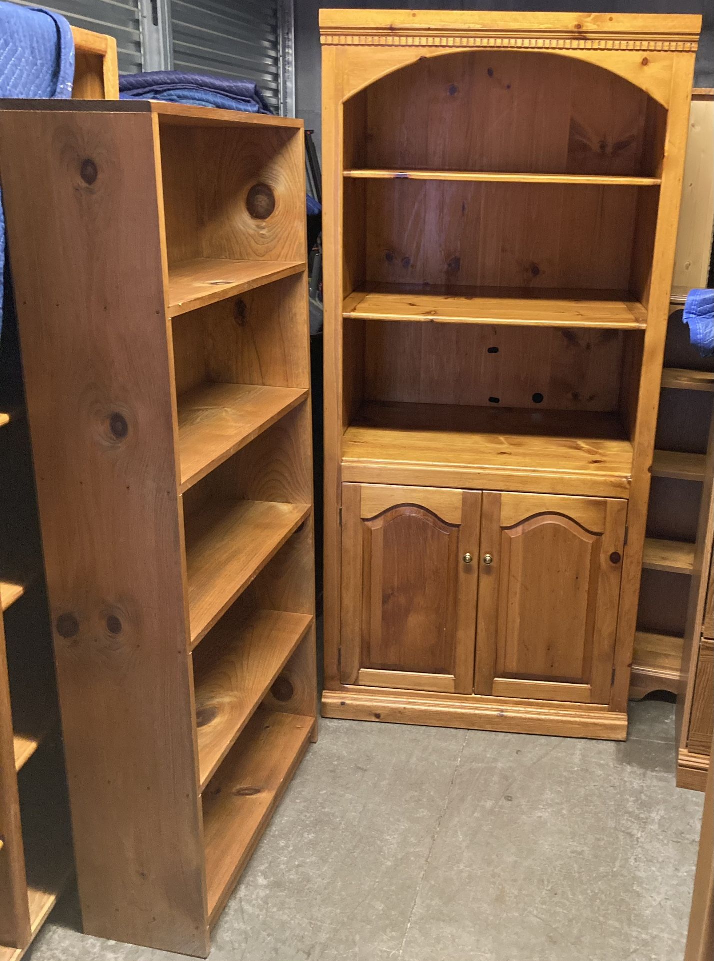 3 Solid Knotty Pine Storage Display Bookcases Shelving