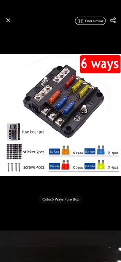 6-Way Fuse Box Holder with Fuses