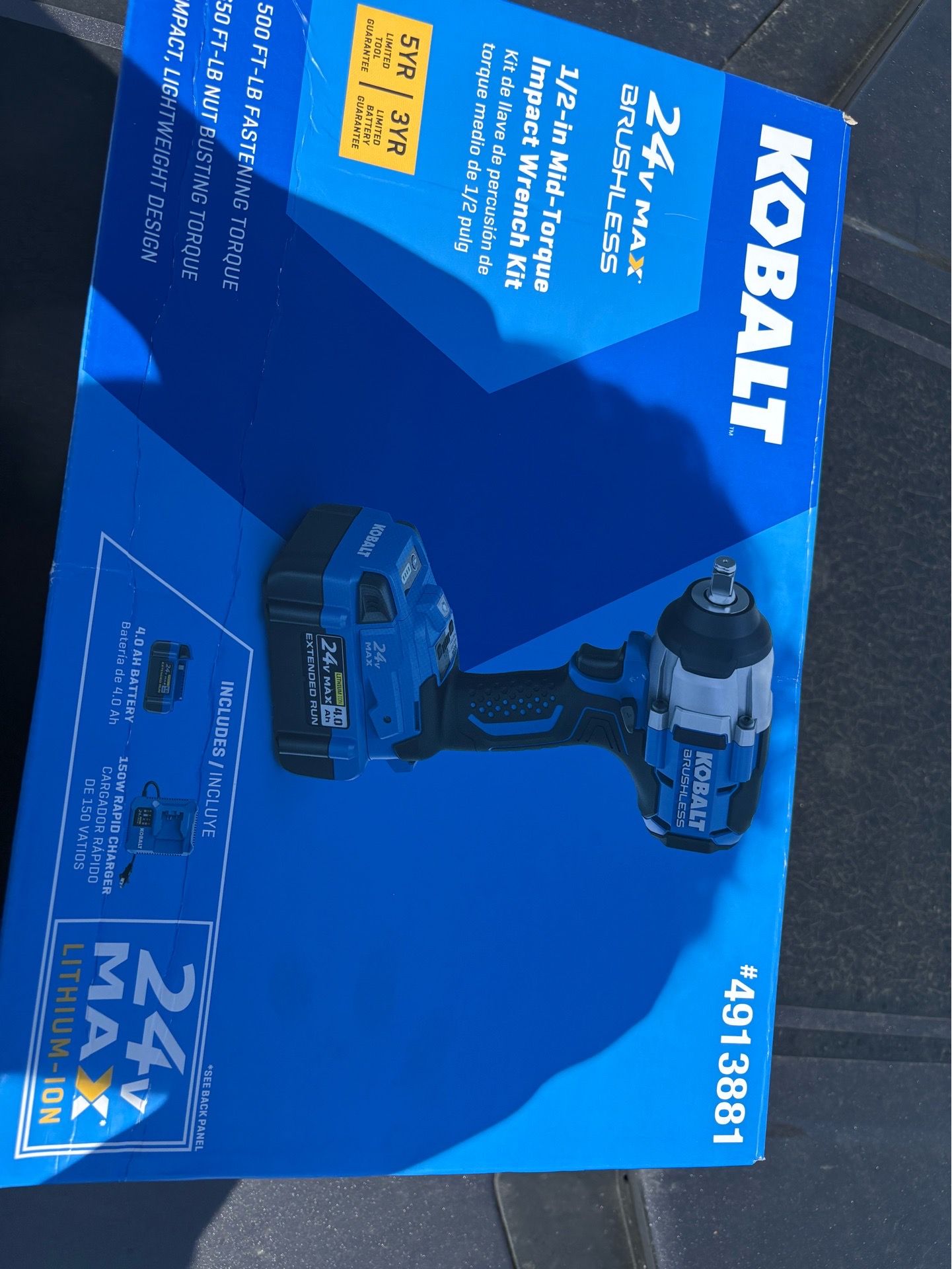 NEW Kobalt 24V Brushless 1/2” Impact Wrench Kit w/ Battery & Charger