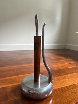 Nambé Loop Paper Towel Holder – Designer Acacia Wood & Alloy ($134 Retail)