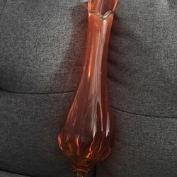 Vintage Persemon Color Carnival Glass Vace
