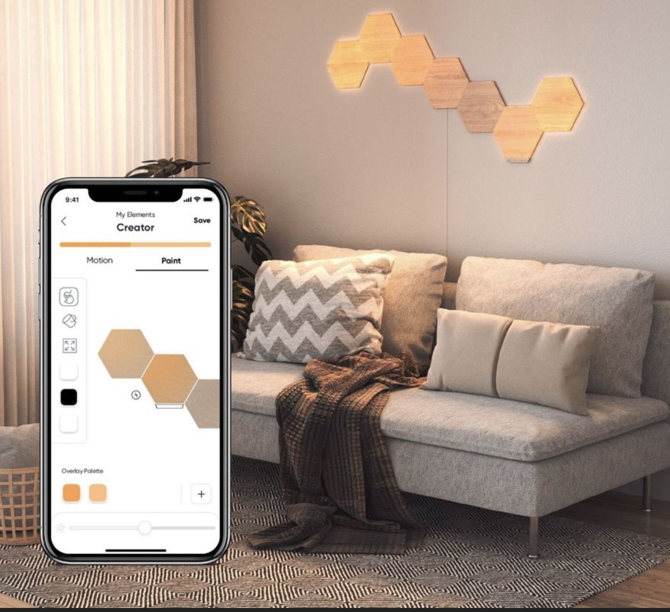 Nanoleaf Wooden hexagon Lights (set Of 15)