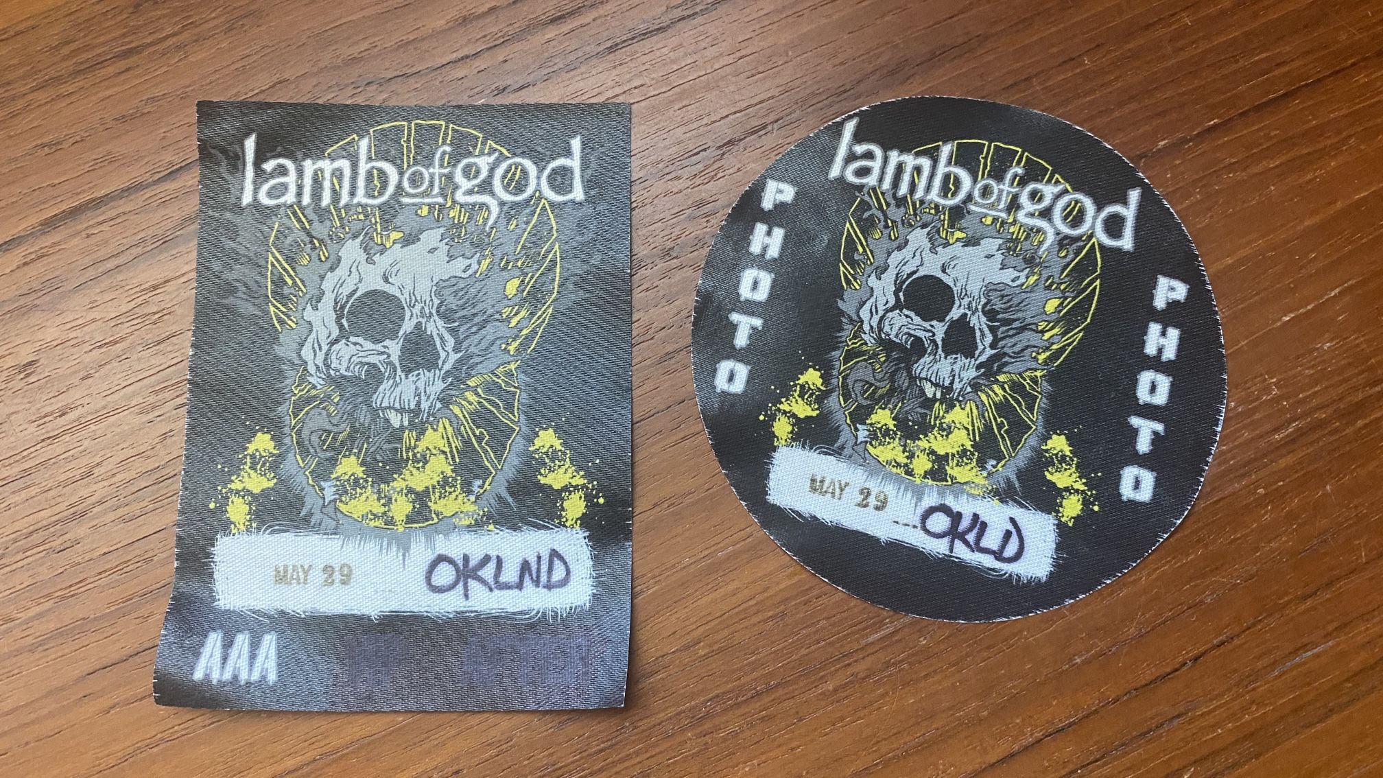 Backstage passes Lamb of God