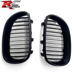 Fits 2003-2009 BMW E60 5-Series Front Bumper Hood Upper Mesh Grilles Cover Black ABS