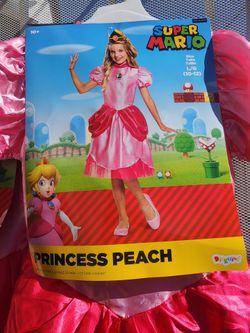 Super Mario Princess Peach Girls Costume Size L (10-12)