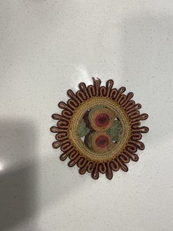 Retro Woven Kitchen Trivet, Hot Pad, Yarn Serving Mat, Coaster Trivet