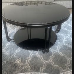 Round Black Glass Table 