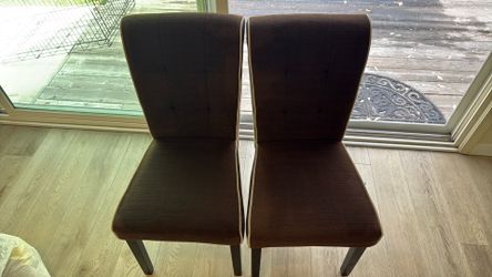 Set of 2 Upholstered Dining Chairs – Brown