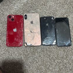Lot of 4 Broken iPhones for Parts – iPhone 13 / XS / SE / 6s