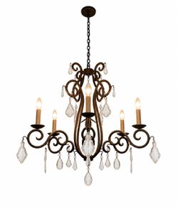 Vintage Iron & Glass Chandelier