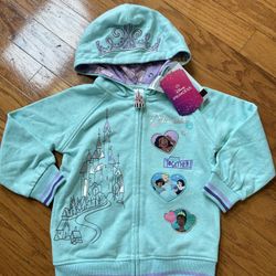 NWT Licensed Disney Princess full zip Hoodie jacket size XS 4/5