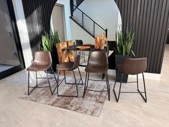 Brown faux, leather Bar Chairs