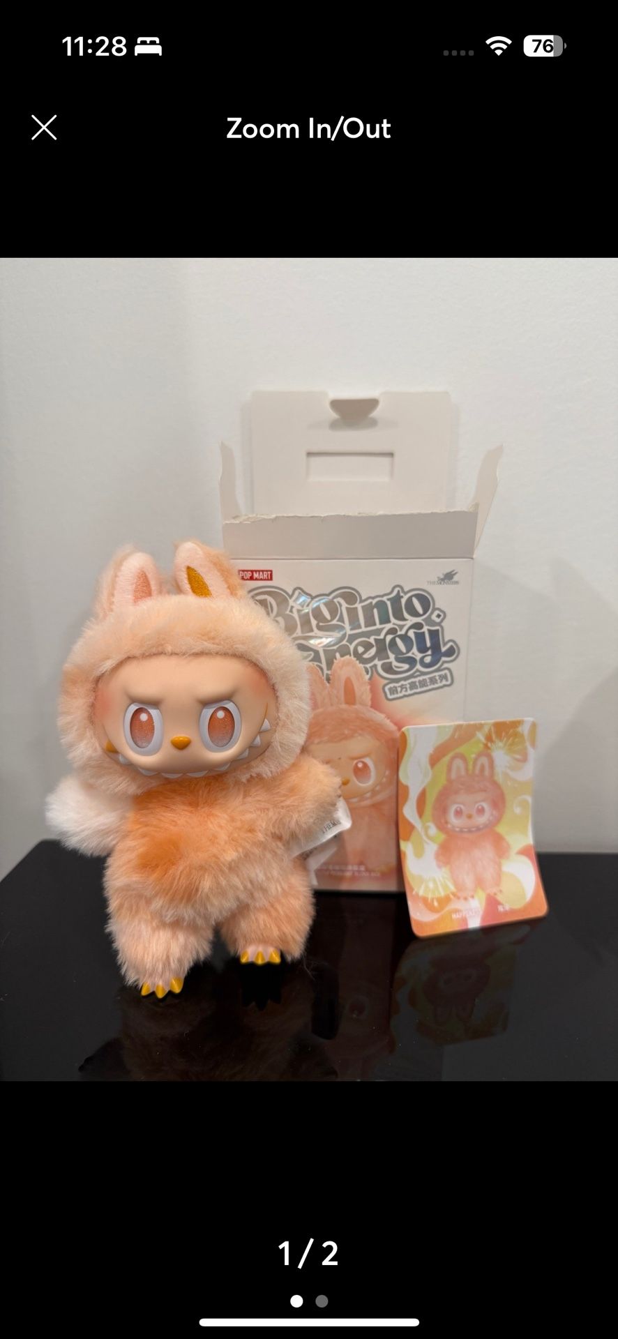 100% Authentic Pop Mart The Monsters Labubu Big into Energy Vinyl Plush Pendant - Happiness