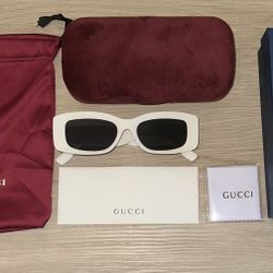 Gucci White Rectangle Shades
