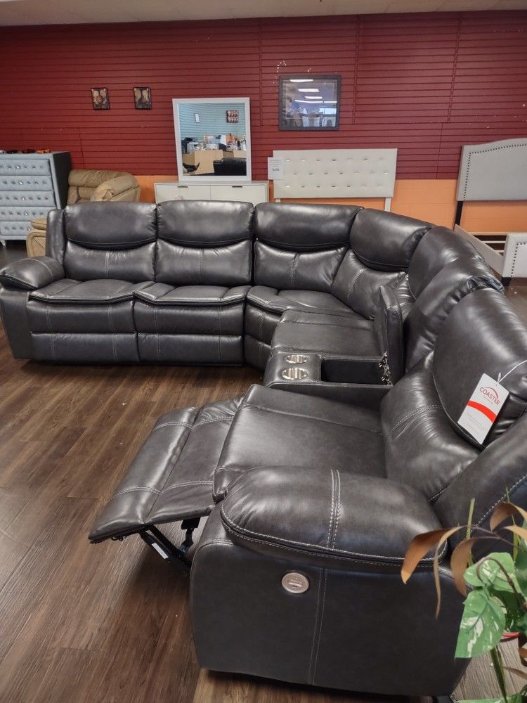 New Power Sectional Sofa With Three Power Recliners On Sale Now Don't Miss