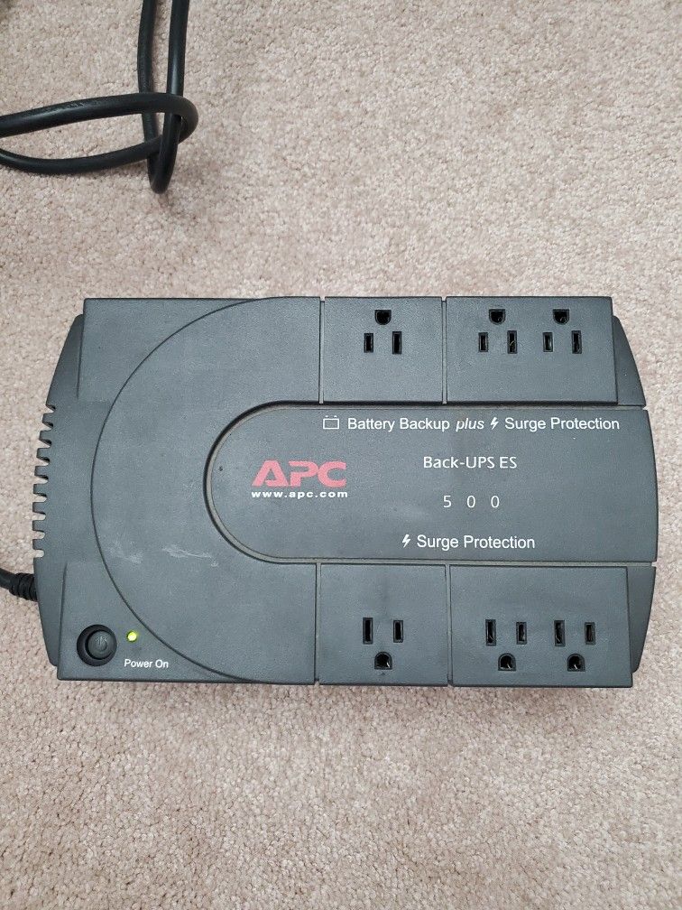 APC BACK-UPS ES 500 BATTERY BACKUP AND SURGE PROTECTION with NEW BATTERY