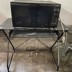 Black Glass Desk With Shelf