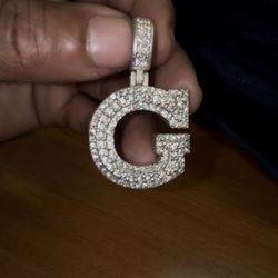 Silver Custom Moissanite Initial Pendants 