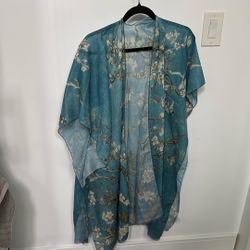 Artful Almond Blossom Van Gogh Thin Scarf Silky Feel Light Weight, artsy graphic inspired Van Gogh, lightweight Shawl Wrap