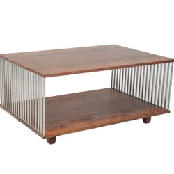 MCM Mid Century Modern Brazilian Rosewood and Chrome Two Tier Coffee Table