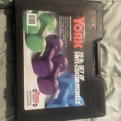 York 20 LB Vinyl Coated Barbell Set 