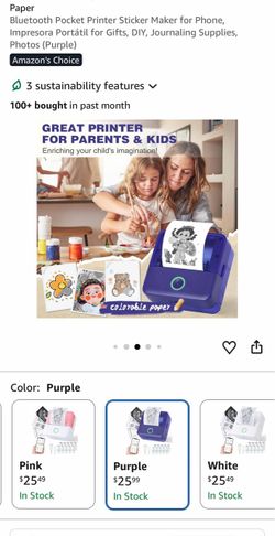 Bluetooth Pocket Printer Sticker Maker – Purple