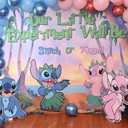 Gender Reveal - Stitch VS. Angel Backdrop 10x8  W/ Cutout Stands (LILO & STITCH)