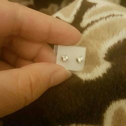 Real silver zircon diamond Small stud Earrings 