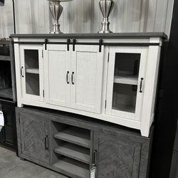 65” Inch Tv Console Table (white / Chalk Grey)