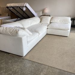 NEW Restoration Hardware Style Cloud Sofa Chaise Sectional With Ottoman — WAREHOUSE BOUTIQUE SALE