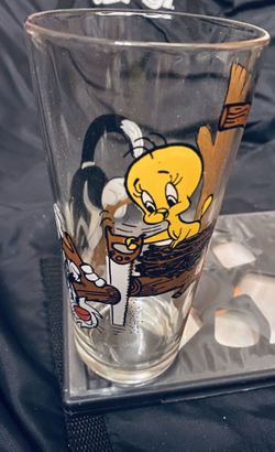 Vintage 1976 RARE Brockway Pepsi Looney Tunes Tweety and Sylvester Glass
