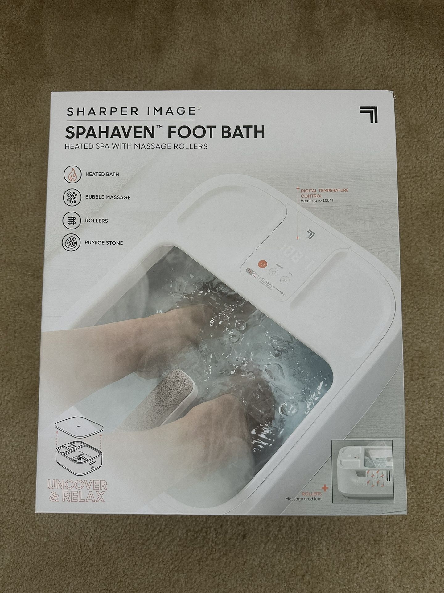 Sharper Image Spahaven Foot Bath (NEW) Heated spa with massage rollers