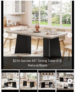 63” dining table 6-8 natural black