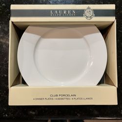 Ralph lauren Club Porcelain 4 Dinner Plates.