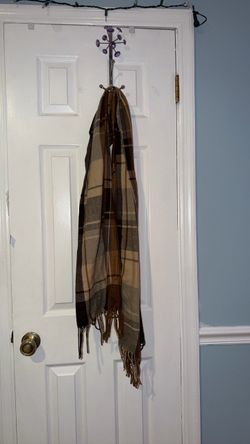 Brown Plaid Fringe Scarf