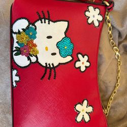 Hand Painted Hello Kitty Red Purse
