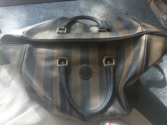 Authentic Fendi Striped Overnight Duffle Bag