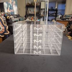 Acrylic Transparent 5 Removable Drawers Jewelry Storage 120 Small 1 3/8" X 1 3/8" Compartments Dust Proof For Rings, Earrings ETC 8 3/8W X 5.5D X 5.5H