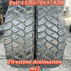 Pair of 2 Firestone destination mt2 LT 265/70/r17 ‼️ free instalation and balance ‼️