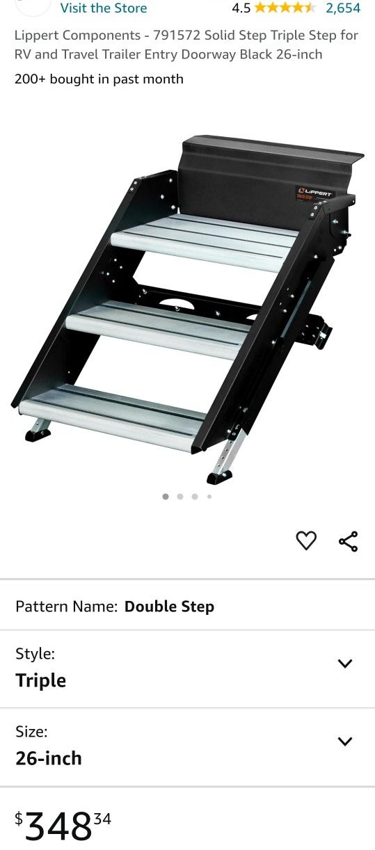 Lippert Components - 791572 Solid Step Triple Step for RV and Travel Trailer Entry Doorway Black 26-inch