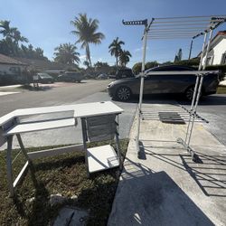 Sewing Table & Clothing Rack