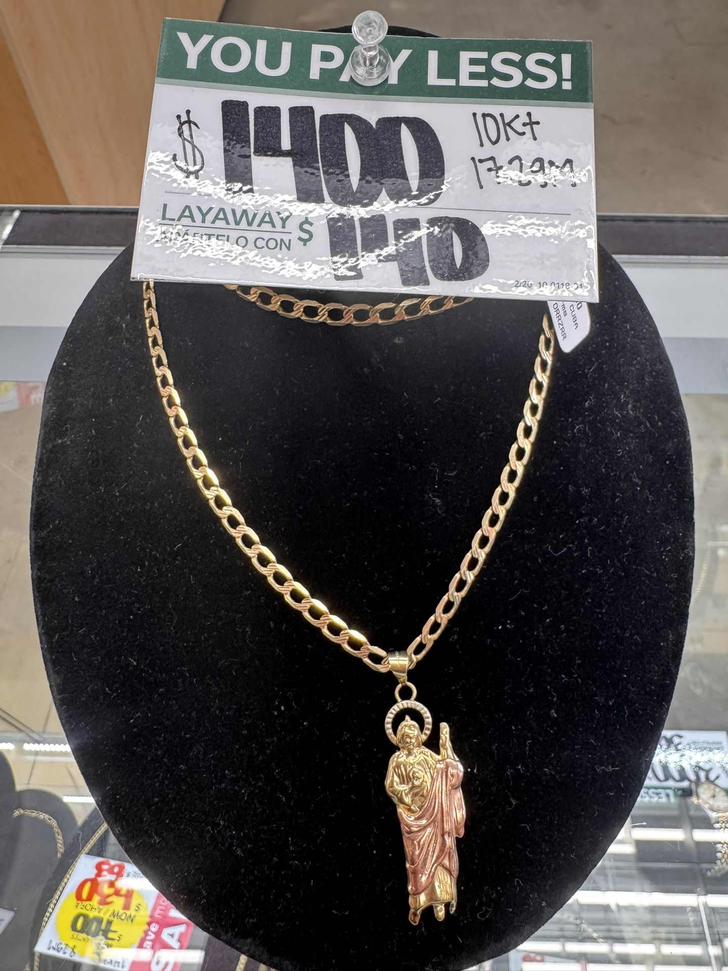 10kt Gold Necklace W/ San Judas Pendant