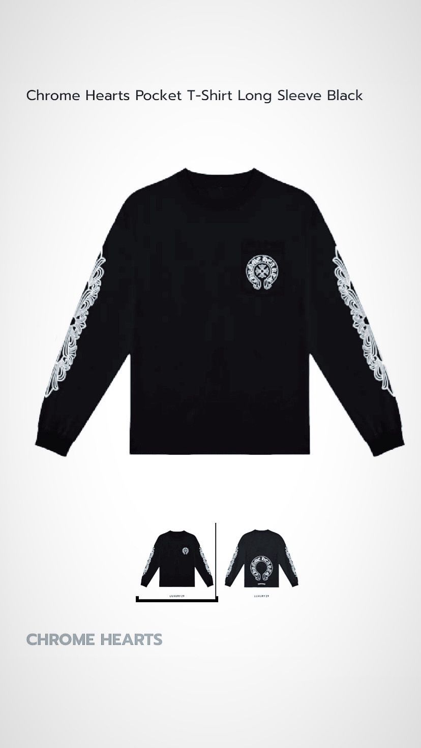Chrome Hearts Long Sleeve Pocket Tee – Black (Size: Large)