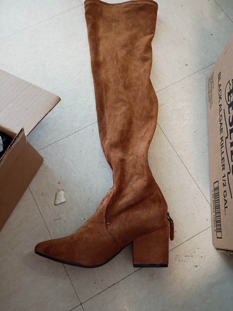 Brown Suede Over The Knee Women's Boots 