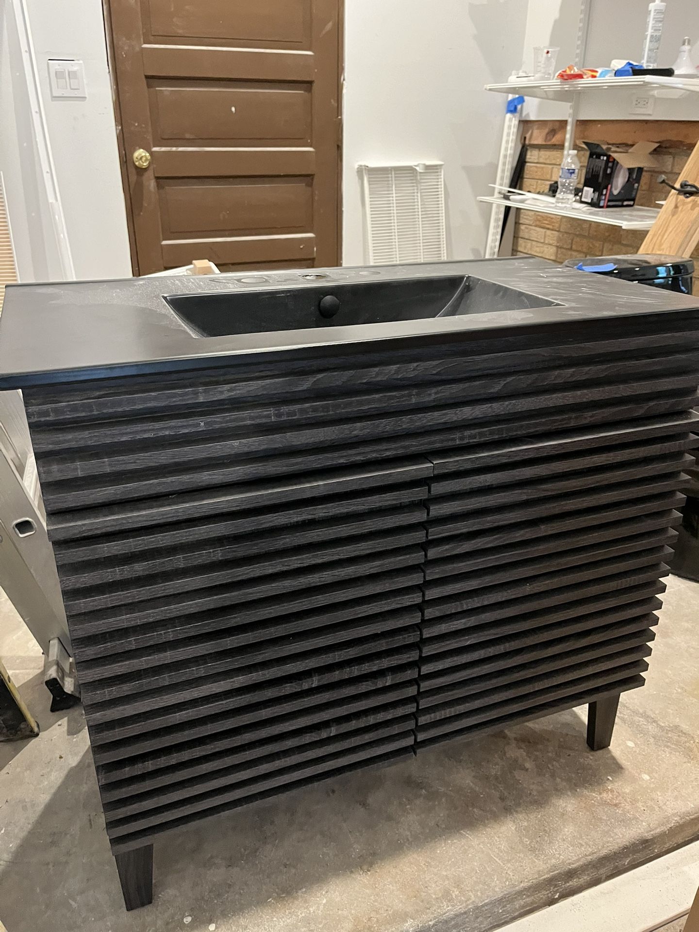 36” Black Wood Bath Vanity
